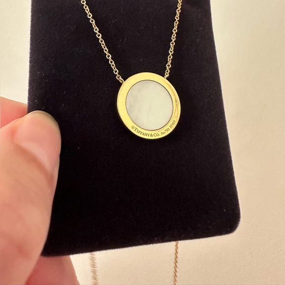 Tiffany Diamond and Mother of Pearl Circle Pendant Necklace - Picture 6 of 14